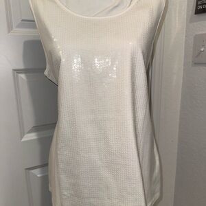 Joan Rivers White Sequin Tank Top